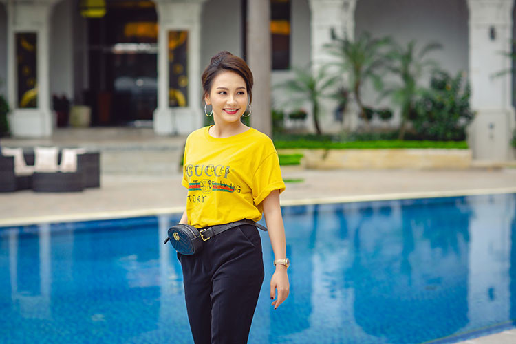 Tại buổi ra mắt phim, Bảo Thanh luôn giữ được vẻ rạng rỡ.