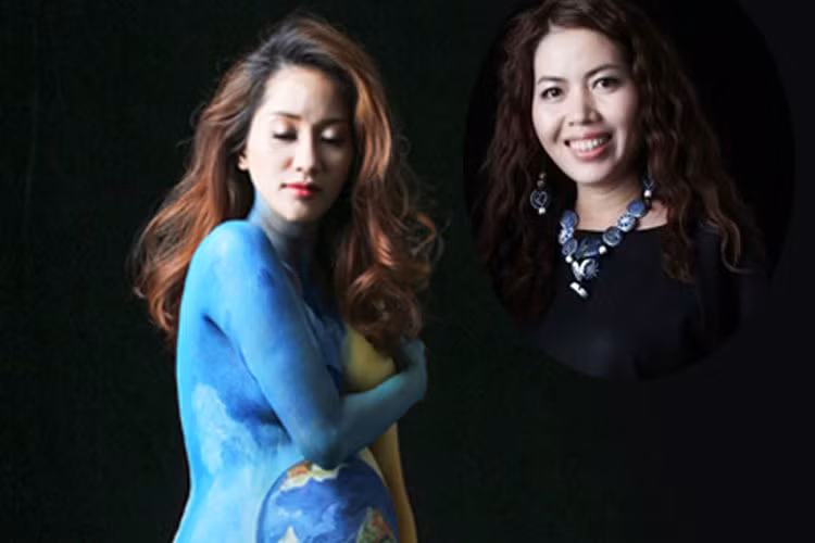 Họa sĩ Mỹ Hạnh sinh năm 1982, tốt nghiệp loại Giỏi trường Đại học Mỹ Thuật TP. HCM 2006. Cô chính là tác giả của bộ ảnh body painting của Đàm Thu Trang, Khánh Thi. Ảnh: congly