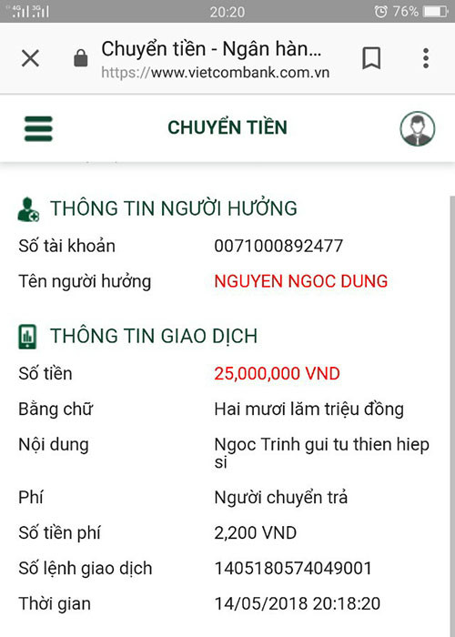 Ngoài kêu gọi giúp đỡ gia đình các hiệp sĩ qua đời, Ngọc Trinh còn ủng hộ đội trưởng nhóm hiệp sĩ 25 triệu đồng.