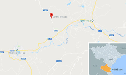 Xã Châu Lộc, nơi các nạn nhân bị sét đánh. Ảnh: Google Maps.