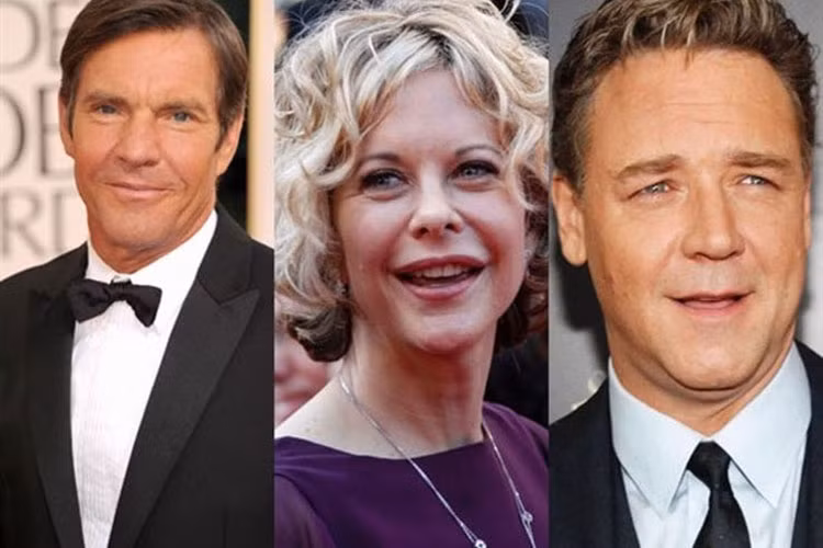Meg Ryan là mỹ nhân Hollywood được yêu mến. Năm 2001, cô bất ngờ ly hôn Dennis Quaid sau 10 năm chung sống để hẹn hò bạn diễn Russell Crowe. Ảnh: thetalko
