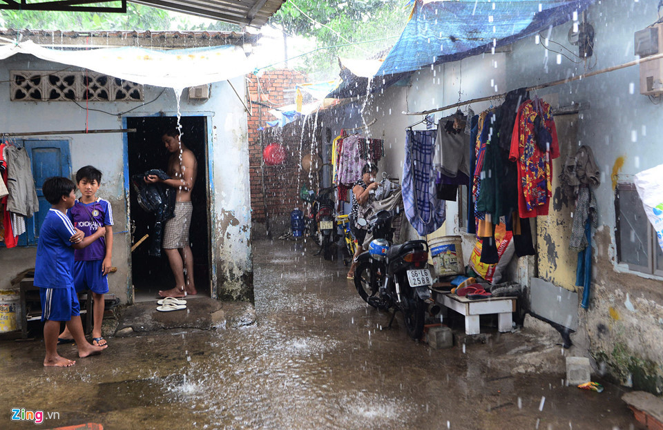 Những căn nhà tạm bợ, dột nát, quanh năm ngập nước.