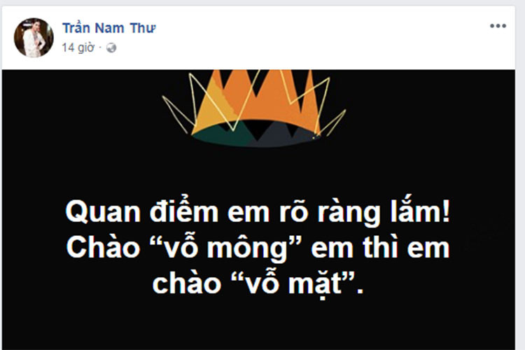 Nam Thư lên tiếng giữa ồn ào của Phạm Anh Khoa: "Quan điểm em rõ ràng lắm. Chào "vỗ mông" em thì em chào "vỗ mặt".