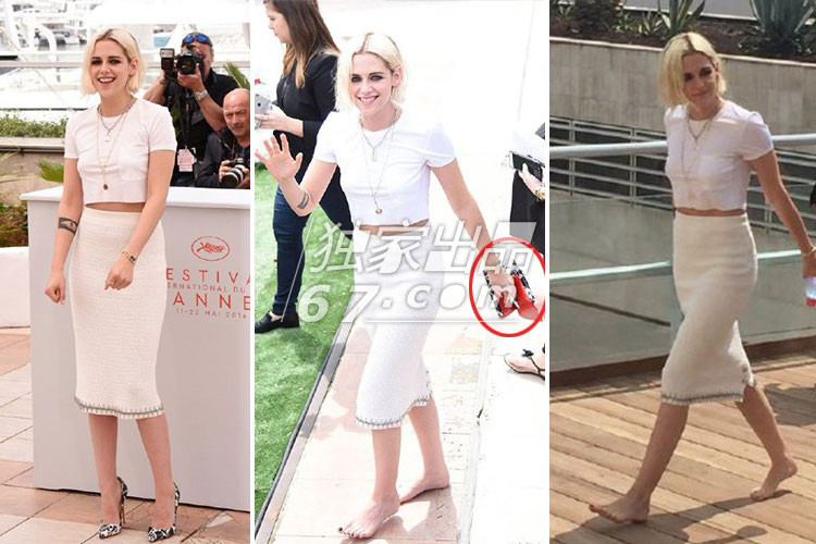 Hình ảnh Kristen Stewart đi chân trần, tay cầm giày cao gót tại sự kiện không xa lạ với fans. Ảnh: 67