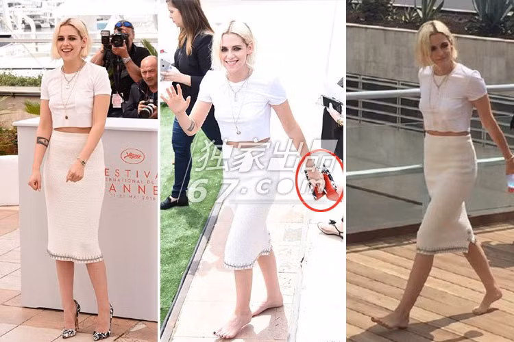 Hình ảnh Kristen Stewart đi chân trần, tay cầm giày cao gót tại sự kiện không xa lạ với fans. Ảnh: 67