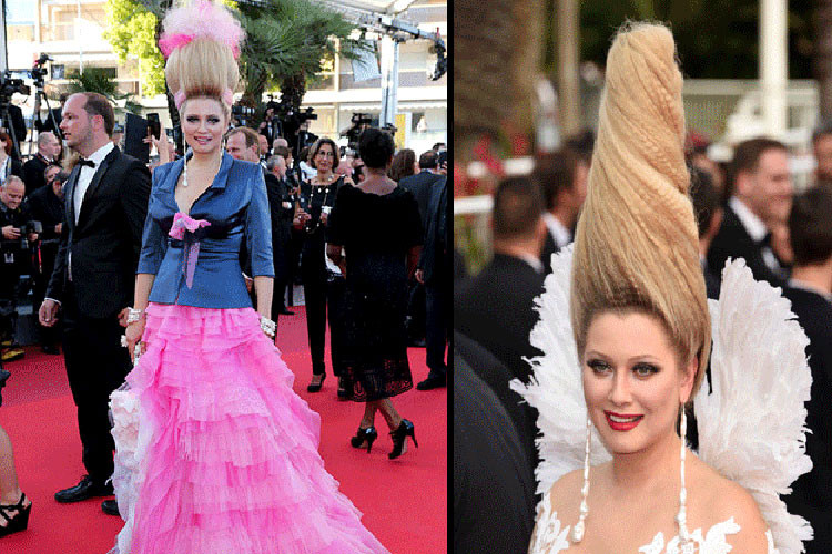 Hình ảnh Elena ăn mặc sến súa, để những kiểu tóc không giống ai. Ảnh: Tribune