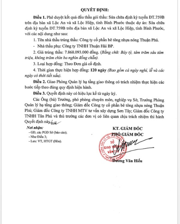 Bình Phước: Gói thầu sửa chữa tuyến ĐT.759B về tay ai? - Hình 3 Binh Phuoc: Goi thau sua chua tuyen DT.759B ve tay ai?-Hinh-3