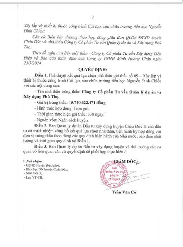 BR-VT: Nhà thầu nào trúng gói thầu cải tạo 3 trường tiểu học tại Châu Đức? - Hình 4 BR-VT: Nha thau nao trung goi thau cai tao 3 truong tieu hoc tai Chau Duc?-Hinh-4