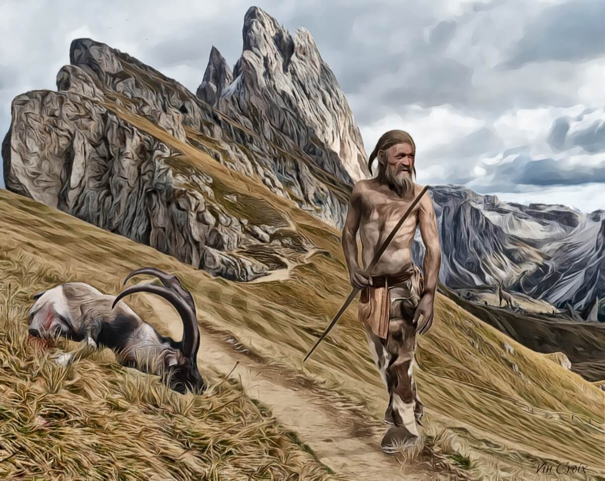 Ngoài ra, Oetzi còn bị thương ở đầu và tay phải, trong đó có vết thương do tự vệ. Điều này dẫn đến giả thuyết rằng Oetzi có thể đã bị tấn công và mất mạng trong một cuộc xung đột. (Ảnh: Throne &amp; Vine)