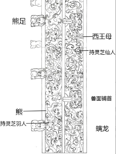 Hoa văn trên bình bao gồm hình vân mây, rồng, kỳ lân và các cuộc chiến giữa các sinh vật huyền thoại.(Ảnh: baike)