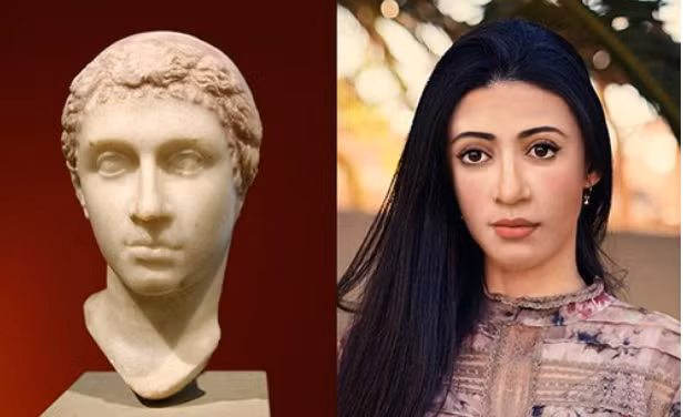 Cleopatra VII sở hữu một cái mũi cao, đôi môi đầy đặn và cằm nhỏ.(Ảnh: royaltynowstudios)
