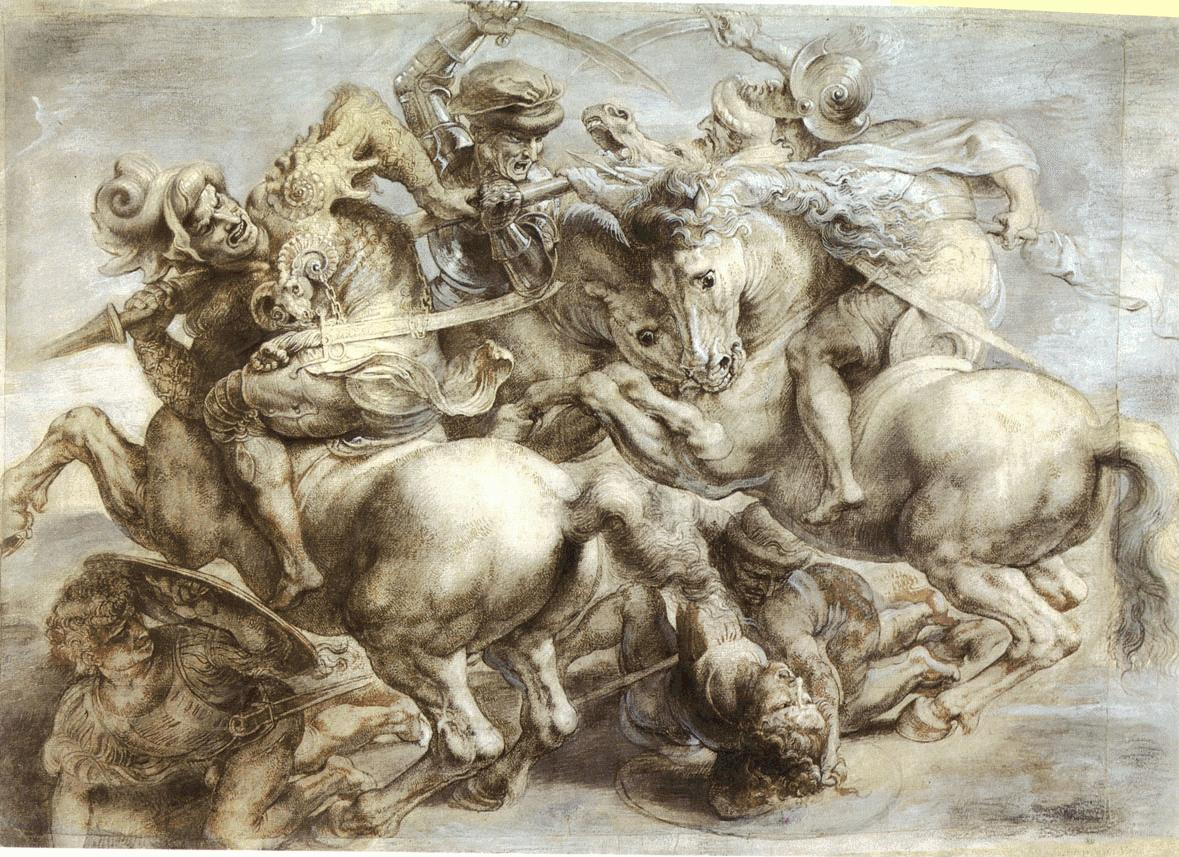Trong lịch sử nghệ thuật, ít có tác phẩm nào gây tò mò và tranh cãi như “Battle of Anghiari” của Leonardo Da Vinci. Được mệnh danh là “Leonardo bị mất tích”, bức tranh này không chỉ là một kiệt tác nghệ thuật mà còn là một bí ẩn chưa được giải đáp hoàn toàn. (Ảnh: Wikipedia)