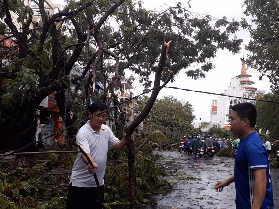 Bên cạnh đó, cơn bão số 5 cũng đã làm hàng loạt trụ điện ngã đổ khiến việc cung cấp điện cho cả tỉnh ảnh hưởng.
