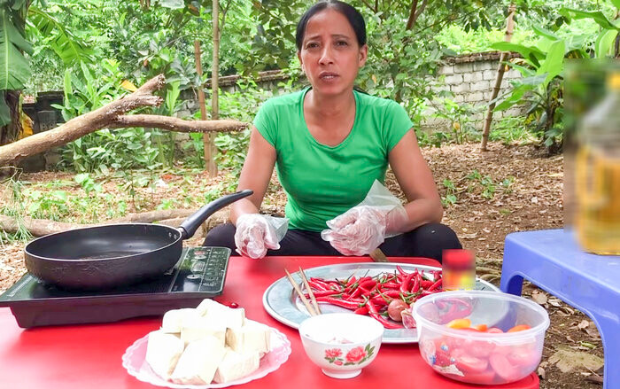 Trong video làm nem rán, Bà Lý Vlog khiến dân tình thắc mắc khi khoe lượm được 4 quả trứng trong ổ để chế biến nhưng lên clip lại là 5 quả trứng. Hay trong một đoạn video có tiêu đề làm “Đậu sốt cà chua siêu cay cùng 1000 quả ớt”, nhiều người xem nhận thấy số ớt thực tế trong video chỉ khoảng 20-30 quả