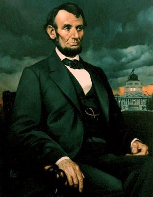 Đây là bức tranh sơn nước do họa sĩ Richard R. Miller vẽ Tổng thống Lincoln.
