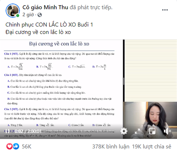 Được biết, cô giáo gây bão mấy ngày qua có tên Minh Thu, sống tại TP Vinh, hiện sở hữu fanpage dạy online có đến 170.000 lượt theo dõi.