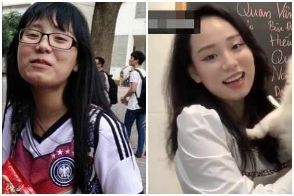 Thời còn đi học cô nàng để tóc mái dày, da cũng hơi ngăm đen, cư dân mạng phải thốt lên: "Cô giáo quả có pha dậy thì thành công" sau khi chứng kiến màn "lột xác" này.