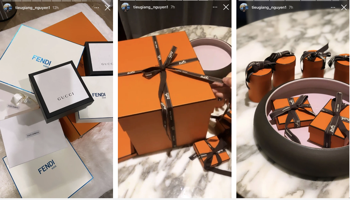 Cô nàng ngày ngày nghỉ dưỡng ở resort hạng sang, ăn sơn hào hải vị, shopping và đập hộp đủ đồ hiệu cho đứa con sắp chào đời.