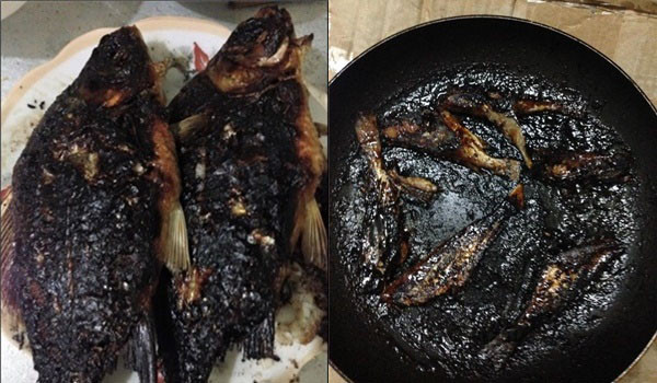 Chiếm phần nhiều có lẽ là rán cá quá lửa hay để quá lâu khiến con cá cháy thui hai mặt.