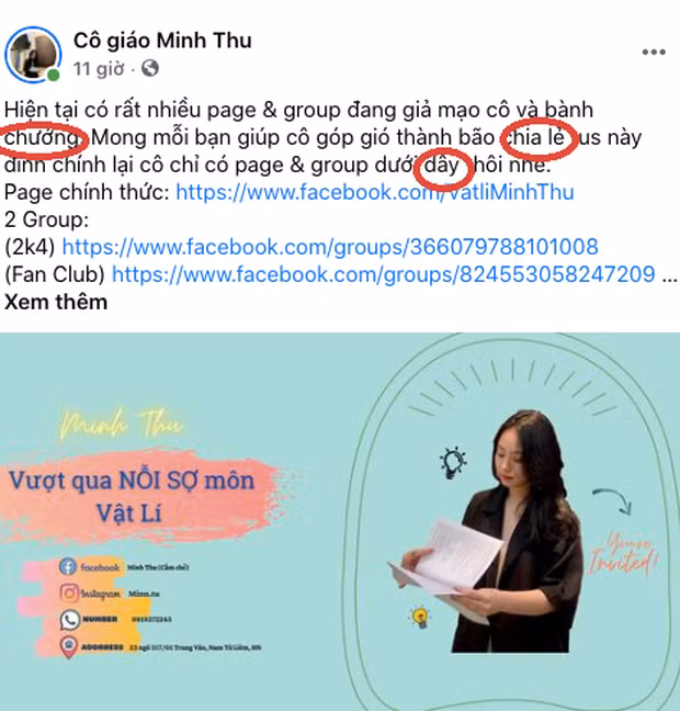 Ngoài ra, Minh Thu từng bị cư dân mạng "soi" viết sai chính tả trong một bài đăng. Cụ thể, netizen phát hiện cô viết sai "bành chướng" (từ đúng: bành trướng), "chia lẻ" (từ đúng: chia sẻ), "dây" (từ đúng: đây).