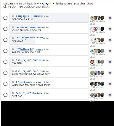 Trên nhiều nhóm mạng xã hội đã tổ chức "bỏ phiếu" để lấy đa số ý kiến xem các sĩ tử năm nay trông chờ đề thi vào nội dung nào?