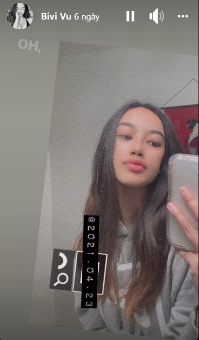 Trên trang cá nhân của mình, Bivi Vũ dù không đăng ảnh lên tường nhưng cô nàng vẫn thường xuyên chia sẻ trên dòng story. Ảnh: Tổng hợp
