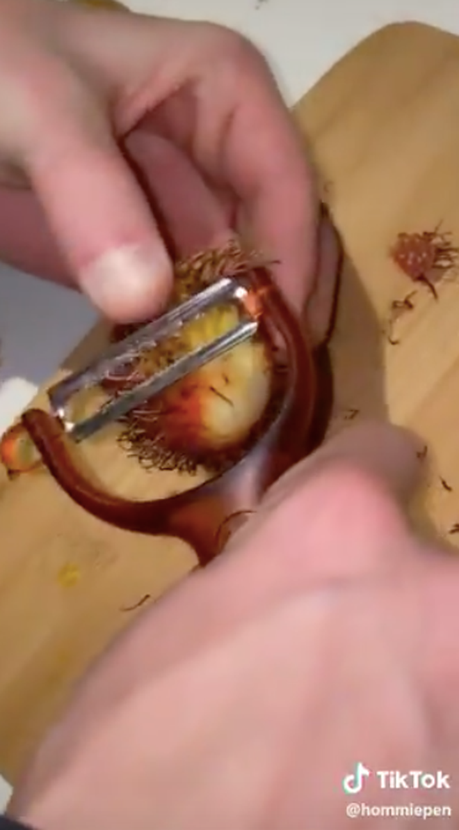 Clip gọt trái chôm chôm vô cùng "bá đạo" của một người Mỹ từng thu hút 1,7 triệu followers.