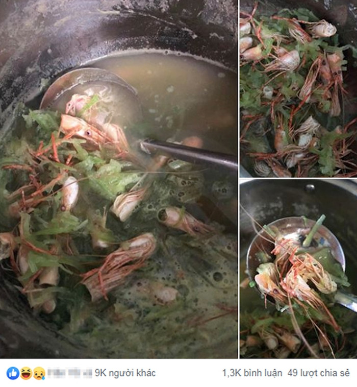 Trước đó từng có trường hợp tương tự về món canh thảm họa đến từ đầu tôm.