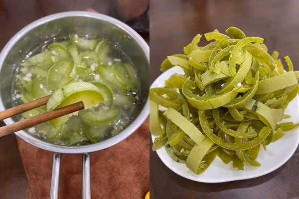 Nấu canh bí đao nhưng lười nạo vỏ, ăn tới đâu tự loại bỏ vỏ đến đó cho tiện.