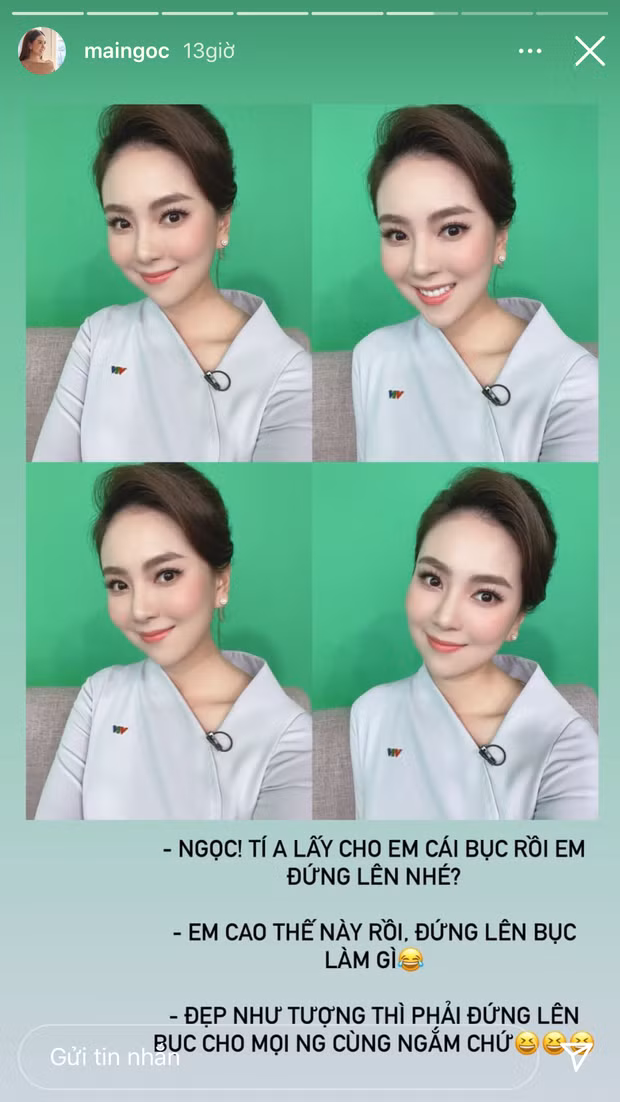 Với phản ứng như vậy có thể thấy Mai Ngọc đang vô cùng khoái chí với lời khen của người khác dành cho mình.