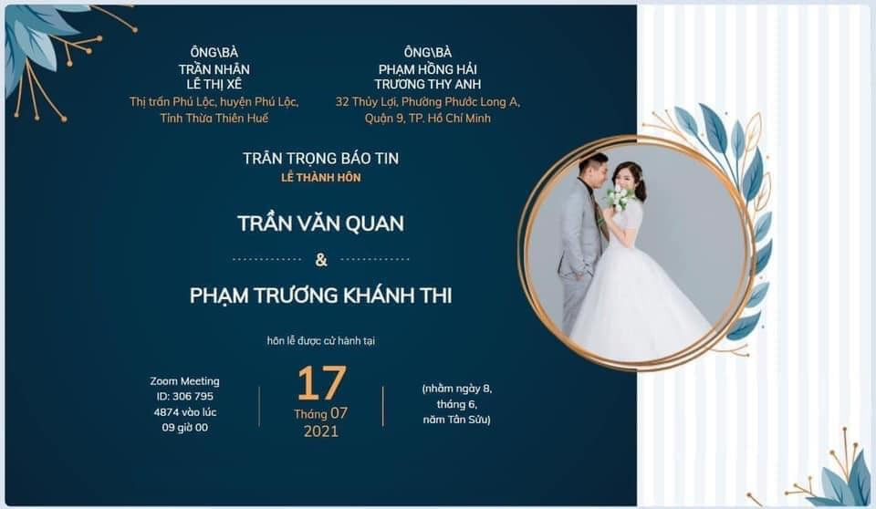 Cô dâu vẫn mặc áo dài đỏ xinh đẹp, duyên dáng, chú rể mặc vest lịch lãm. Bàn thờ gia tiên, không gian tiệc cưới được chuẩn bị chu đáo…Tuy nhiên không gian tiệc cưới chỉ có cô dâu, chú rể.