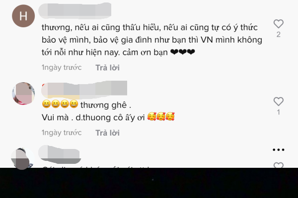 "Người mẹ đúng kiểu người phụ nữ quốc dân. Xót con lắm mà vẫn chọc cho con cười. Đúng là quá sức đáng yêu luôn đó", "clip ngập tràn quá nhiều sự dễ thương và vui vẻ. Nghe tiếng cười của chị cũng vui lây luôn ấy", ...là những bình luận của cư dân mạng.