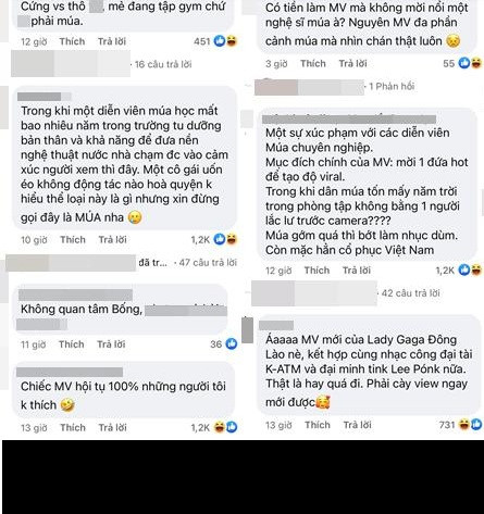 Nhiều cư dân mạng đã để lại bình luận gần như phản đối sự xuất hiện của Lê Bống trong MV. Họ cho rằng cô nàng không phù hợp với múa, chân tay cứng đơ không hề mềm mại, uyển chuyển.