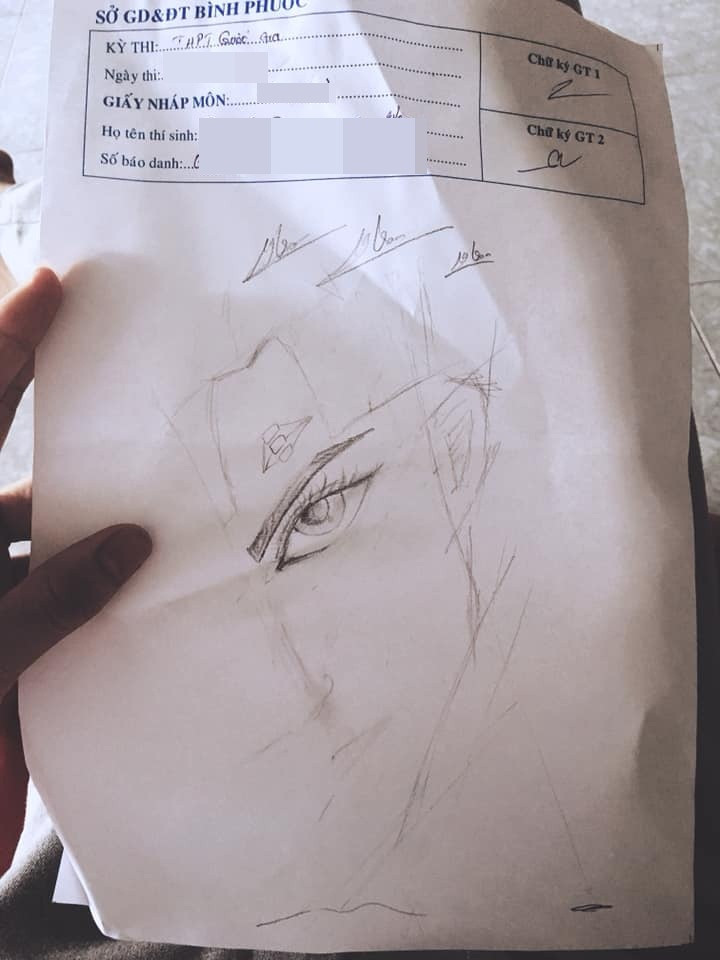 Trong ngày thi tốt nghiệp THPT Quốc gia, bên cạnh sự sáng tạo trong cách làm bài thi, nhiều thí sinh đã thể hiện mình bằng cách tạo ra những bức vẽ trên giấy nháp khiến cộng đồng mạng "cười chảy nước mắt".