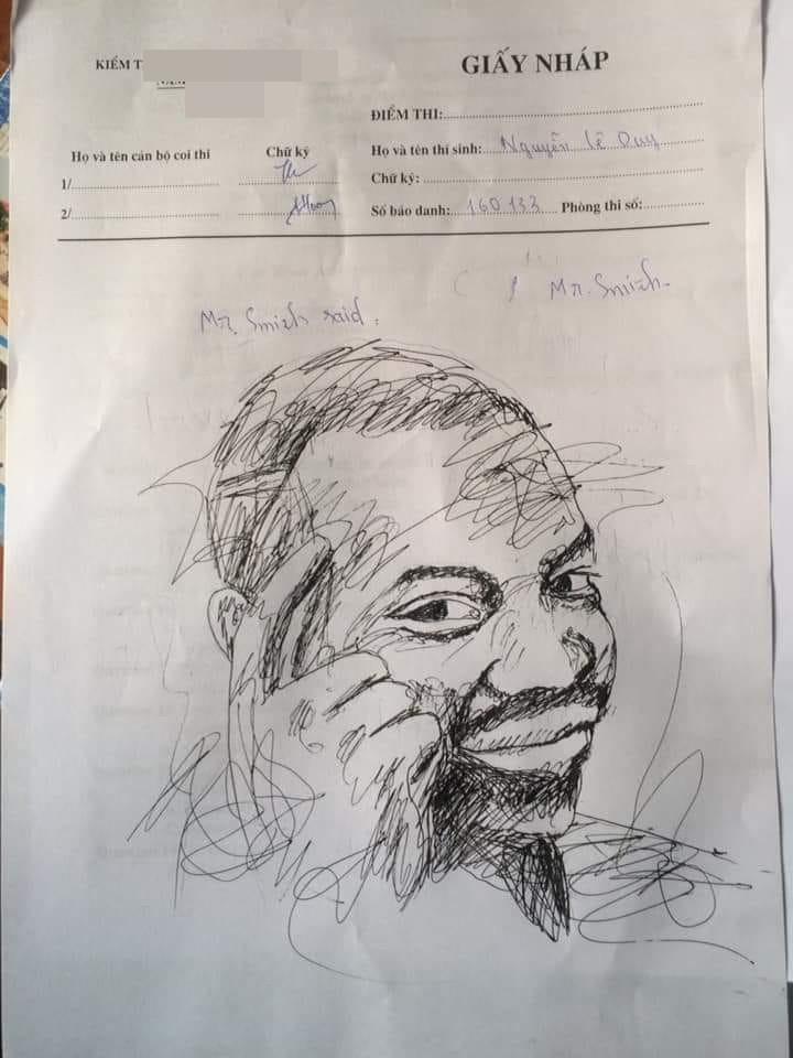 Những thí sinh của chúng ta đã sáng tạo, tô vẽ trong lúc làm xong bài thi sớm, thậm chí, có cả những sĩ tử không làm được bài cũng cố “giết thời gian” bằng những tác phẩm hội họa trên tờ giấy nháp thi của mình.