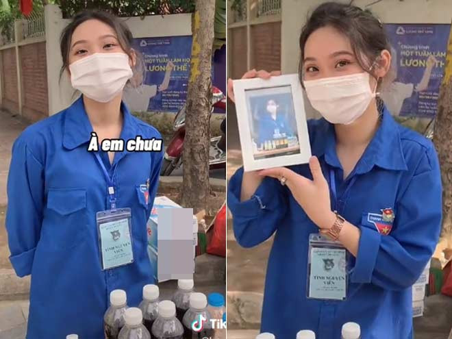 Trong clip là hình ảnh một nữ sinh tình nguyện viên và có màn phỏng vấn ngắn về hoạt động tình nguyện của cô. Điều khiến nhiều người chú ý chính là nhan sắc vô cùng xinh đẹp của cô gái này, dù bịt khẩu trang kín mít.