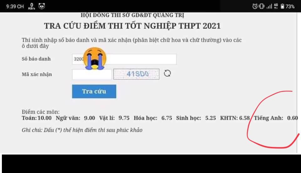 Chùm ảnh điểm liệt môn tiếng Anh được các sĩ tử chia sẻ rộng rãi trên mạng xã hội đã gây chú ý đặc biệt.