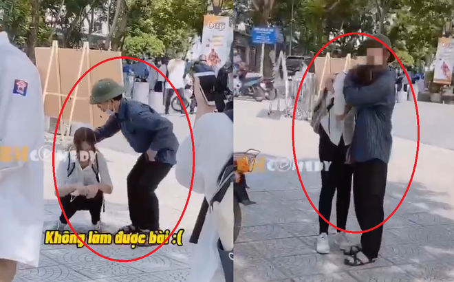 Đáng chú ý nhất có lẽ là khoảnh khắc về 1 nữ sinh thi tốt nghiệp THPT tại điểm trường THPT Marie Curie (Hà Nội) ôm bố khóc vì không làm được bài, và những lời động viên của người bố khiến dân mạng nghẹn ngào. Clip: BH Comedy