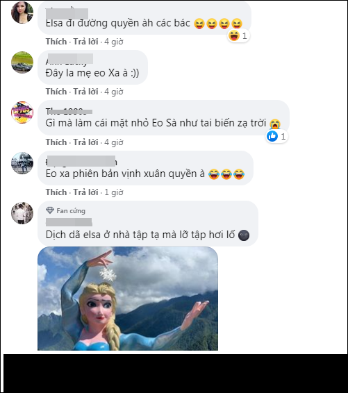 Cư dân mạng đã để lại nhiều bình luận trái chiều về bức tượng "phiên bản lỗi" này: "Elsa đi đường quyền à các bác", "Eo xa phiên bản vịnh xuân quyền à"," “Mình thấy cũng không phải là xấu, có chỉn chu hơn so với mấy công trình ‘nhái’ khác rồi”,...Ảnh: Chụp màn hình