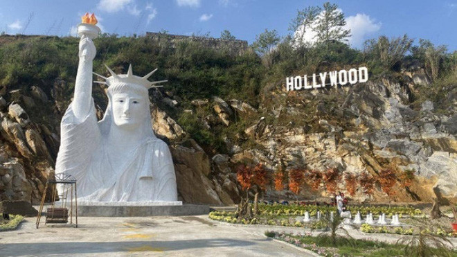 Tượng Nữ thần tự do từng xuất hiện ở Sa Pa nhưng bị đánh giá là “phiên bản lỗi” so với bản gốc. Ảnh: Facebook