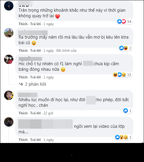 "Xem clip xúc động quá! Nhớ lại ngày chia tay lớp mình cách đây 10 năm. Đến bây giờ cũng vẫn chưa có cơ hội gặp mặt tất cả mọi người!", "Chắc hẳn cô giáo được lòng học trò lắm, xem clip mình cũng khóc theo luôn",...nhiều netizen cũng không giấu nổi cảm xúc. Ảnh: Chụp màn hình