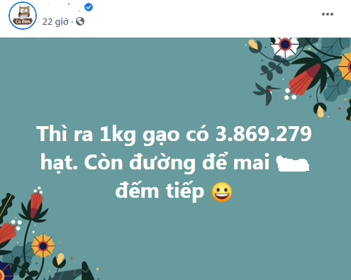 Trong thời gian ở nhà mùa dịch quá rảnh rỗi, mới đây cư dân mạng thi nhau khoe thành quả đếm từng hạt gạo trong 1kg khiến ai đọc cũng "ôm bụng cười".