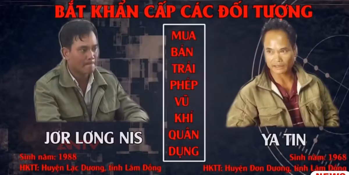 Jơh Lơng Nis và Na Tồi Ya Tin về hành vi "Mua bán vũ khí quân dụng trái phép".