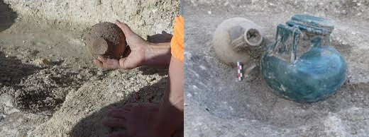 Ngoài đồ trang sức, bên trong quan tài của người phụ nữ còn có 4 chiếc đèn dầu, 2 lọ thủy tinh có thể được dùng để đựng dầu thơm.