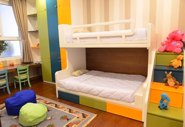 Một góc phòng trẻ em tươi sáng và bắt mắt của căn hộ.