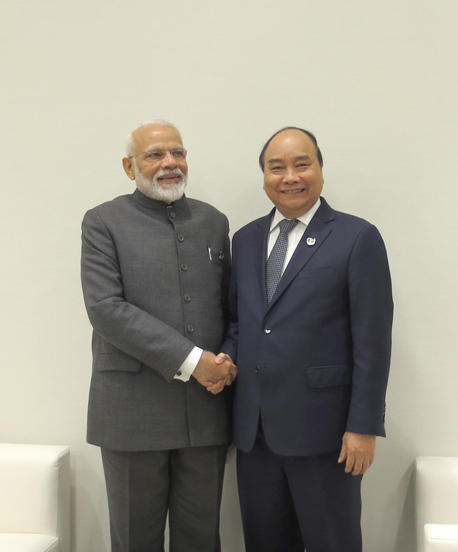Thủ tướng Nguyễn Xuân Phúc và Thủ tướng Ấn Độ Narendra Modi.