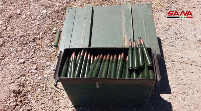 Đáng chú ý, trong số vũ khí bị tịch thu có nhiều loại do Israel sản xuất. Ảnh: SANA.