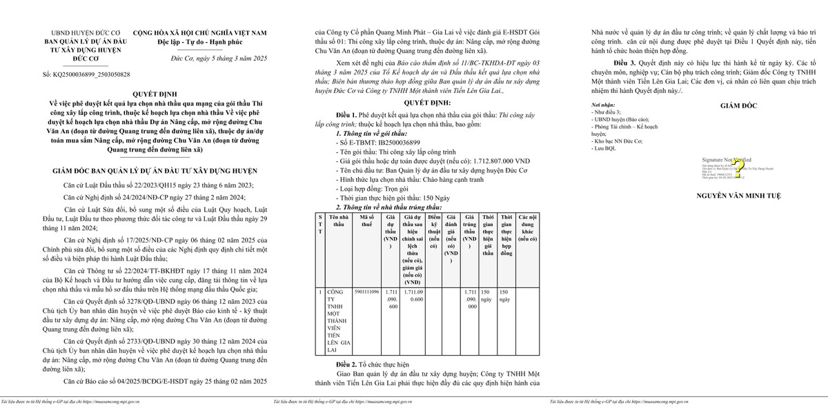 Nua thang trung 3 goi thau, Cty Tien Len Gia Lai co nang luc the nao?