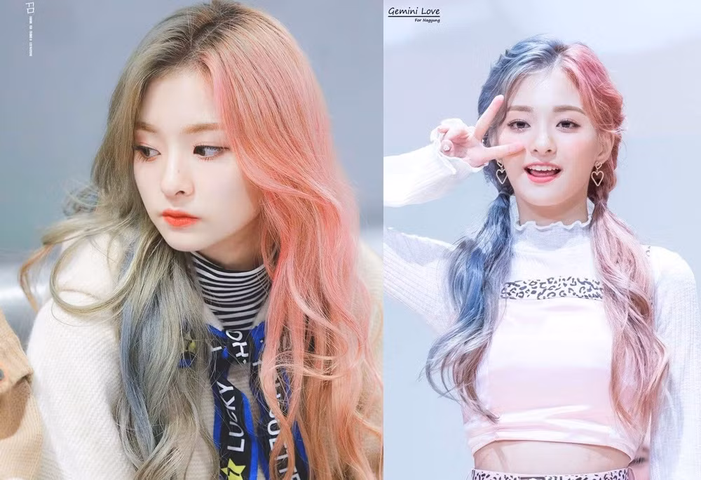 Nagyung (Fromis_9) thu hút sự chú ý với mái tóc xoăn dài mang hai màu xám - hồng.