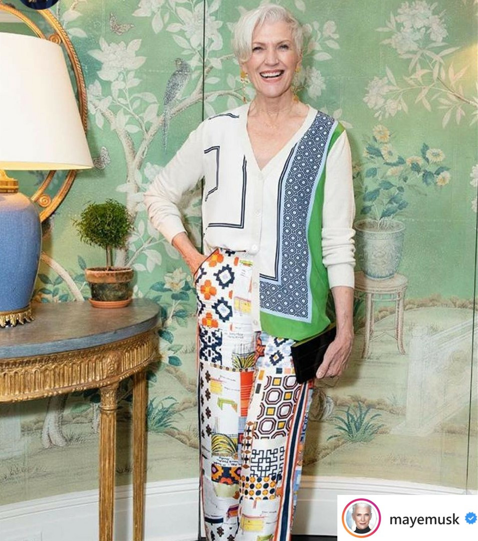 Sáng tạo và biến hóa không ngừng là một trong những điểm nổi bật trong phong cách thời trang của Maye Musk.